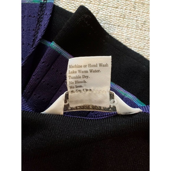 LAST CHANCE Vtg MISOOK Color Block Black Button Cardigan L - Picture 10 of 10